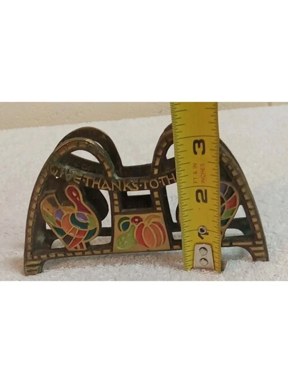 Vintage 1969 Brass Napkin Holder Terra Sancta Guild -Give Thanks To The Lord-